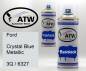 Preview: Ford, Crystal Blue Metallic, 3Q / 6327: 400ml Sprühdose + 400ml Klarlack - Set, von ATW Autoteile West.